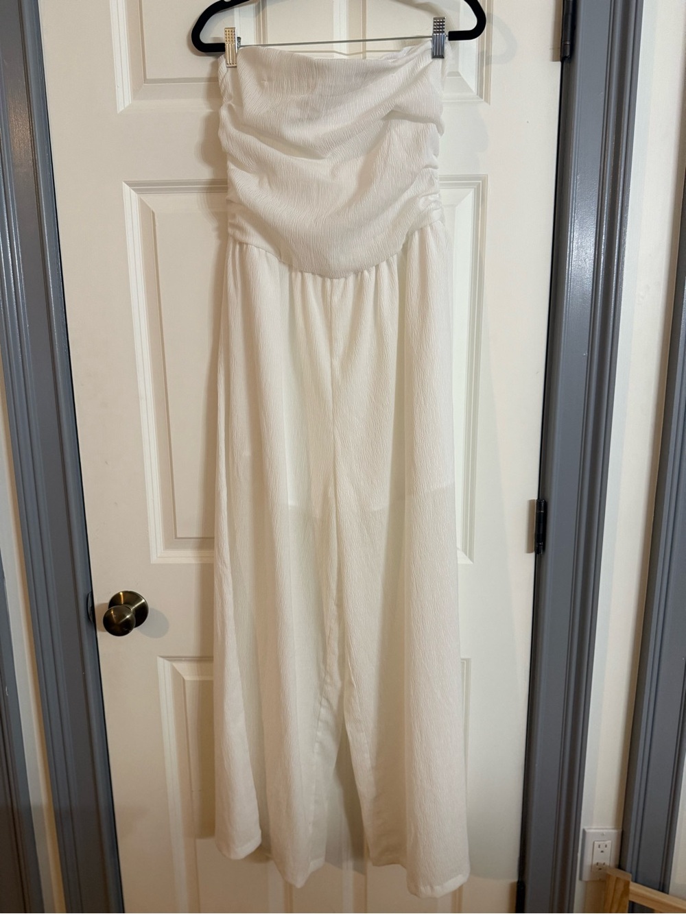 Cider Cream Textured Strapless Romper